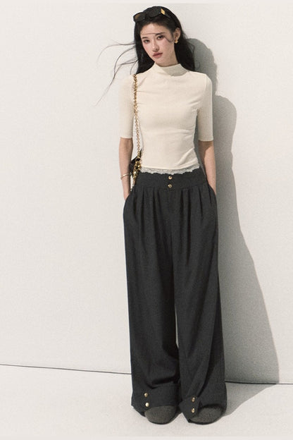 Wool Half-High Collar Knit Top