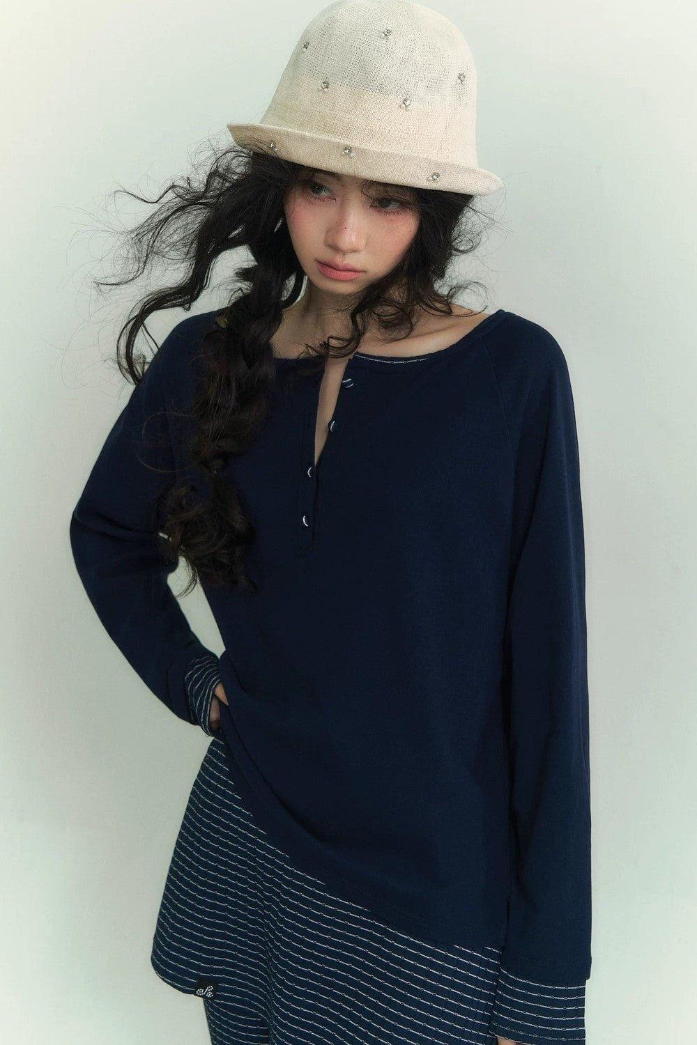 Striped Knit Micro-Flare Pants Set-Up