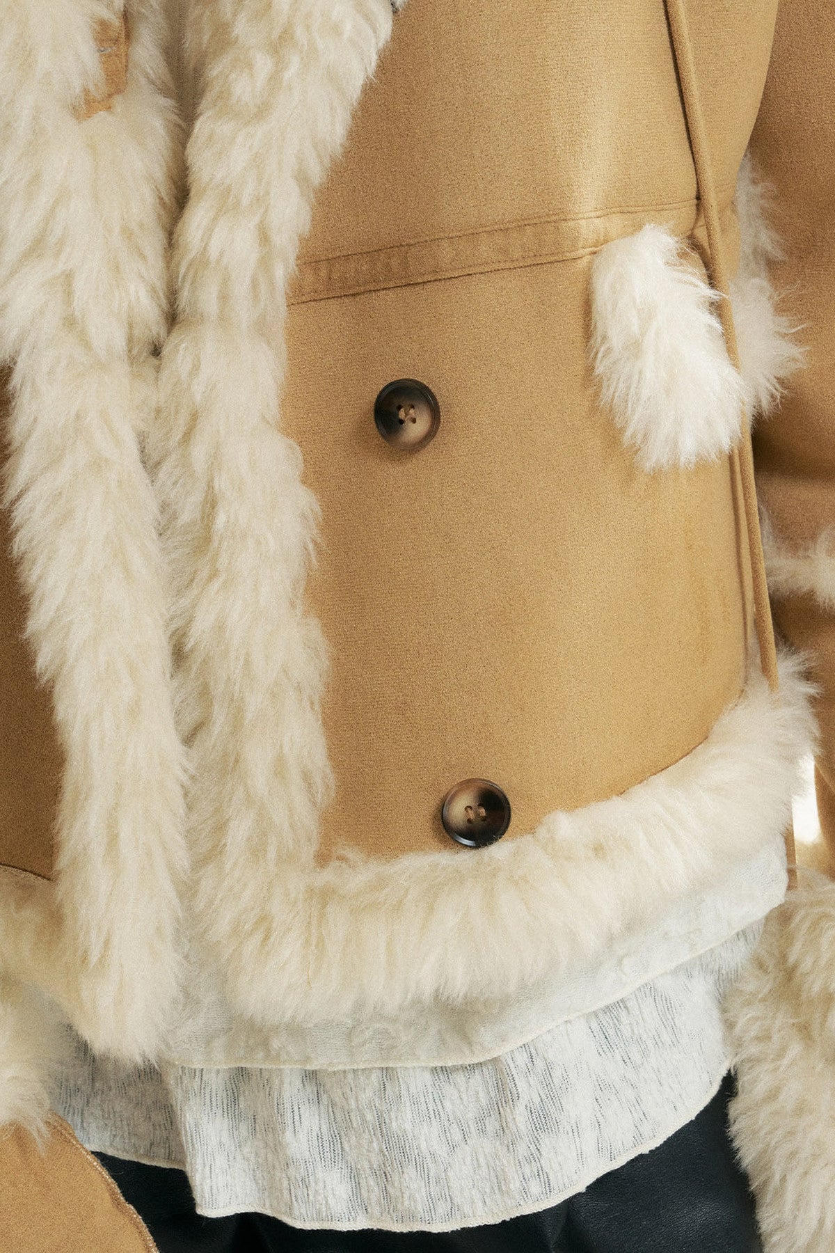 Loose Fur Integrated Suede Jacket
