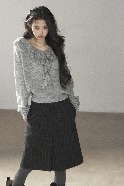Ruffled Wool Sweater