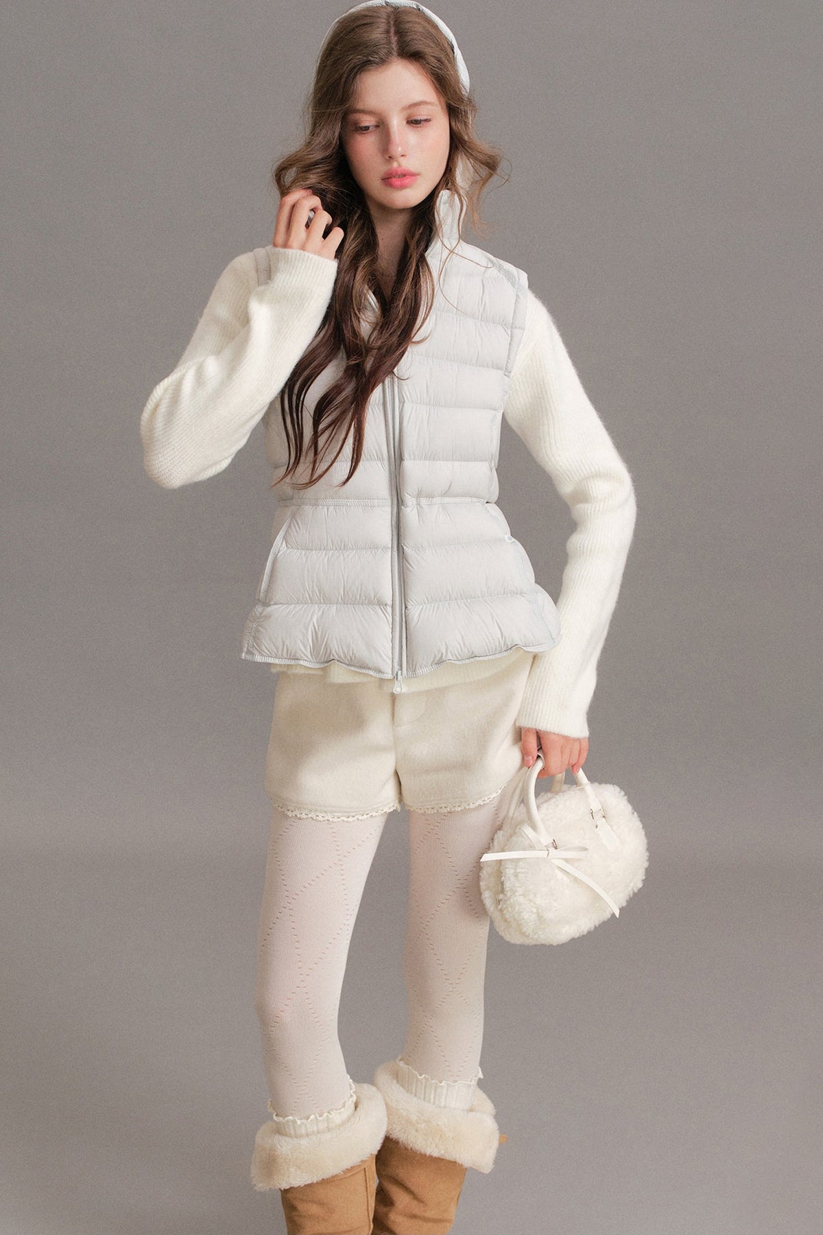 Hooded Ribbed Down Vest