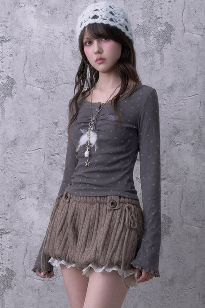 Soft Twist-Knit Lantern Shorts