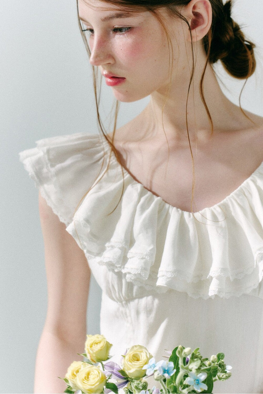 Long Green Linen Blend Dress