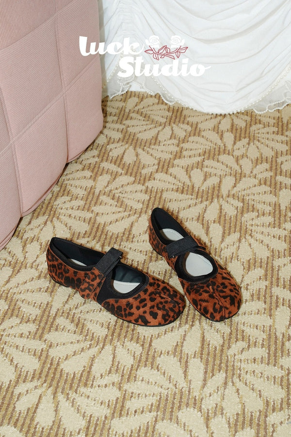 Retro Soft-Soled Suede Split-Toe Low-Cut Ballet Shoes
