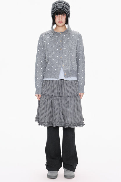 Polka Dot Short Knit Cardigan