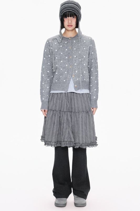 Polka Dot Short Knit Cardigan