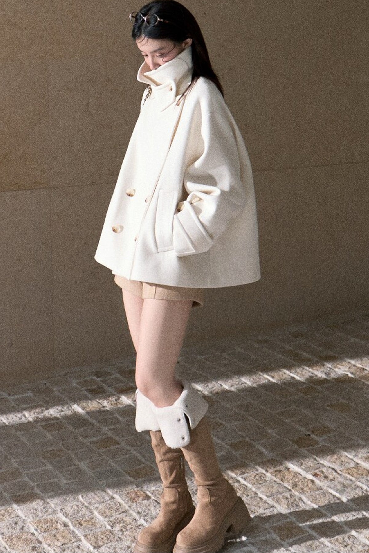 Two-Way Double-Breasted Wool Jacket