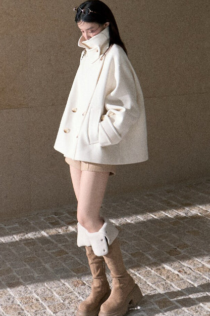 Two-Way Double-Breasted Wool Jacket