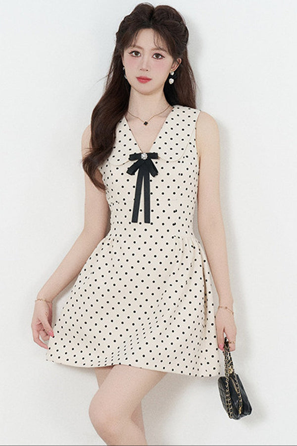 Elegant Polka Dot A-Line Dress