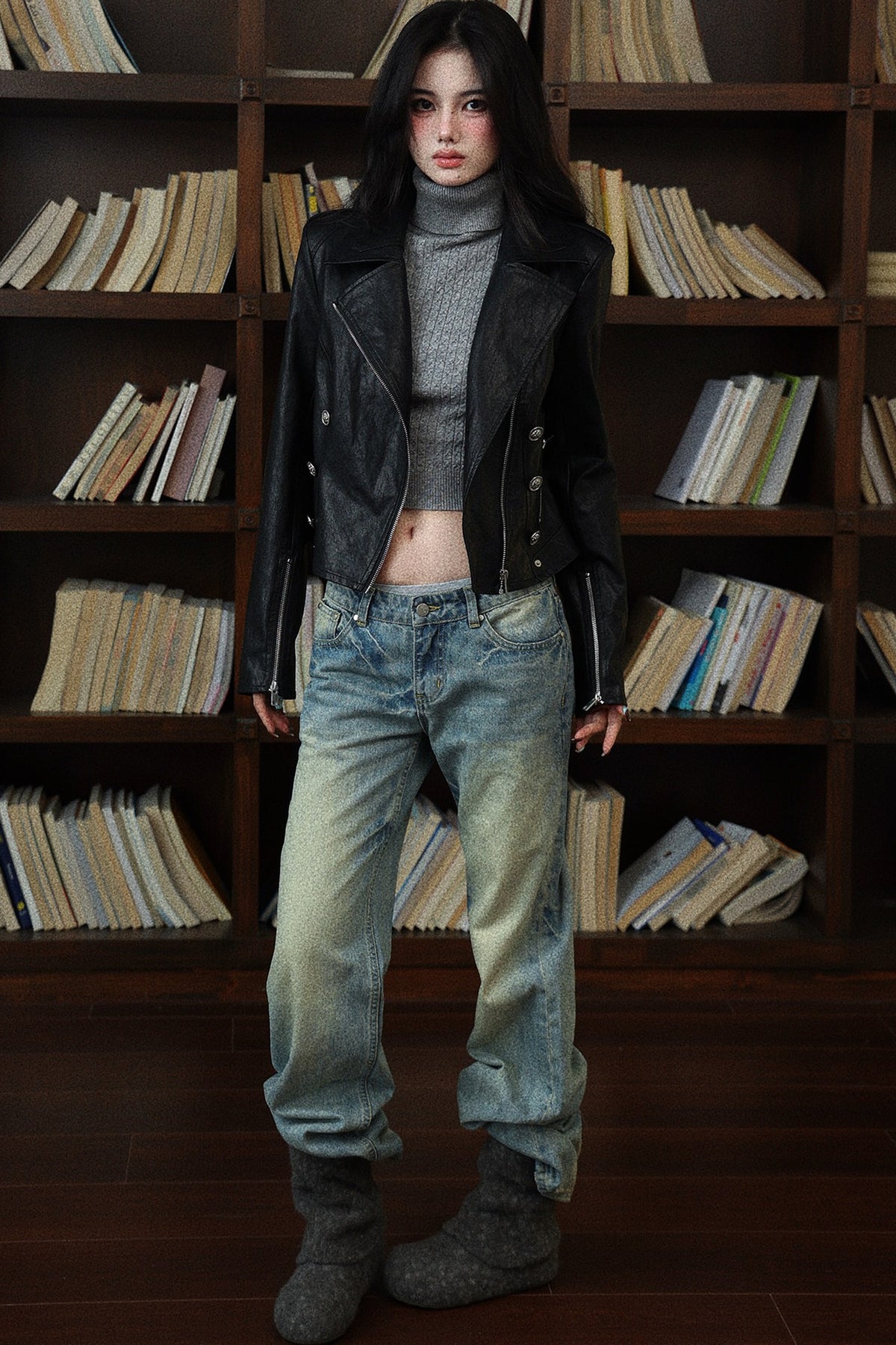 Classic Short Black Leather Jacket