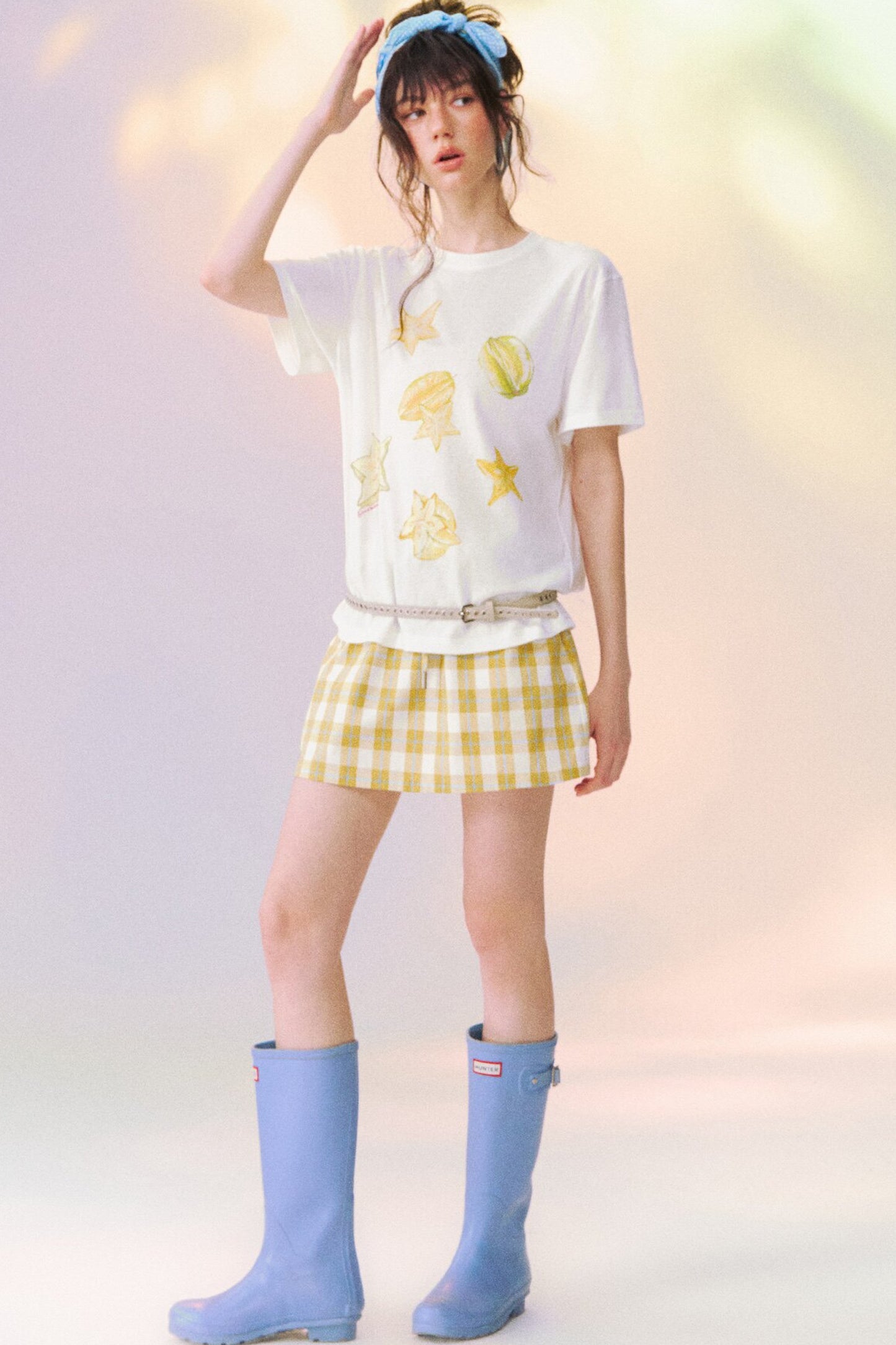 Plaid Drawstring Mini Skirt