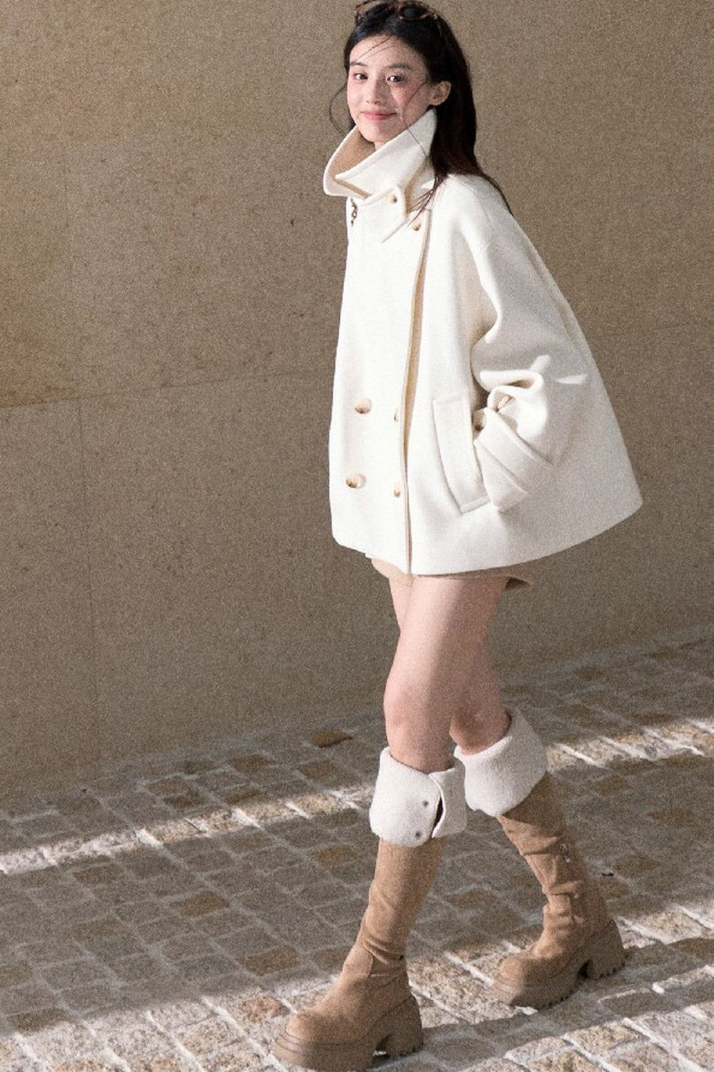 Two-Way Double-Breasted Wool Jacket