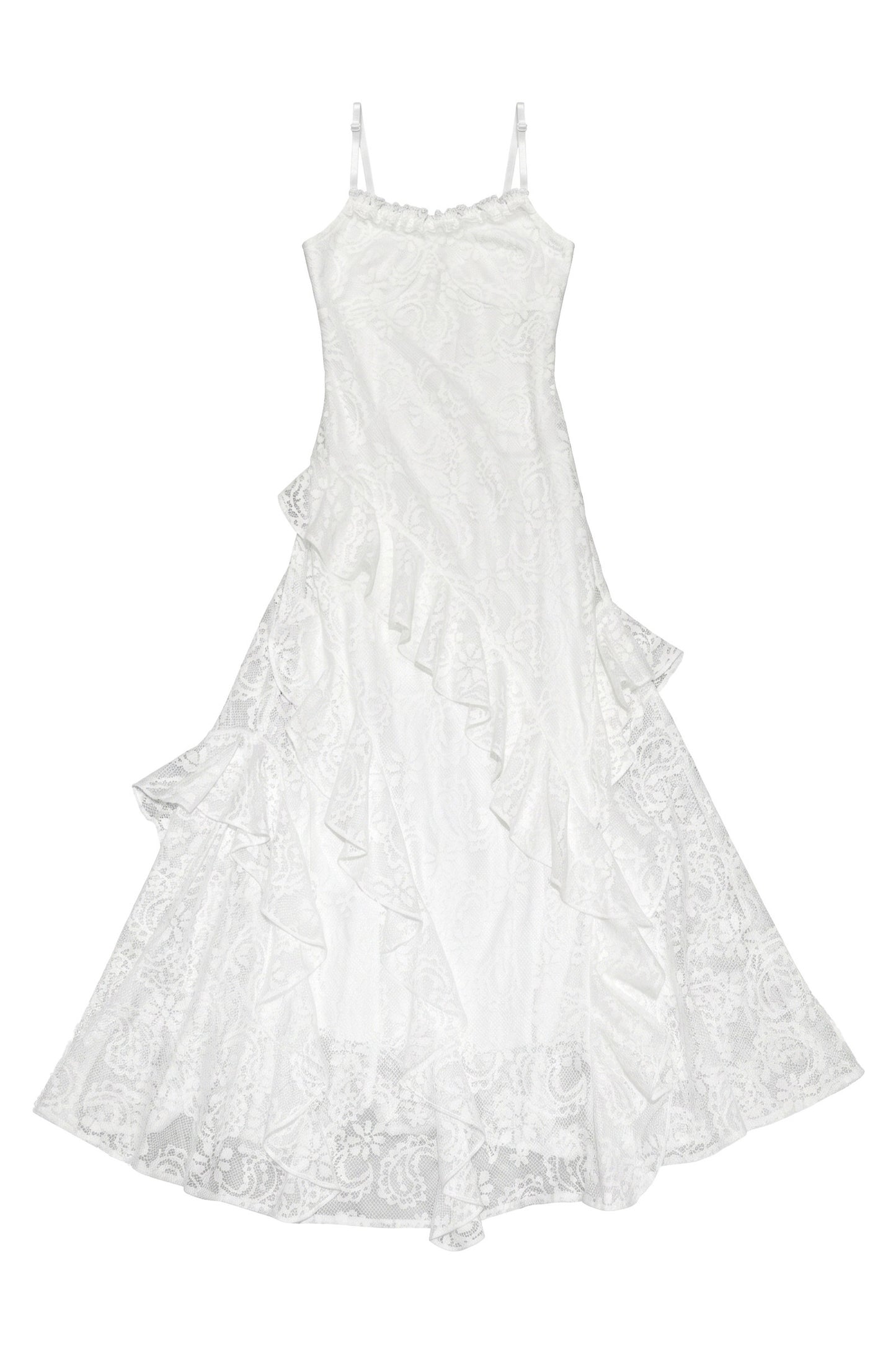 Petite Gray Wool Blazer and White Lace Slip Dress Set-Up