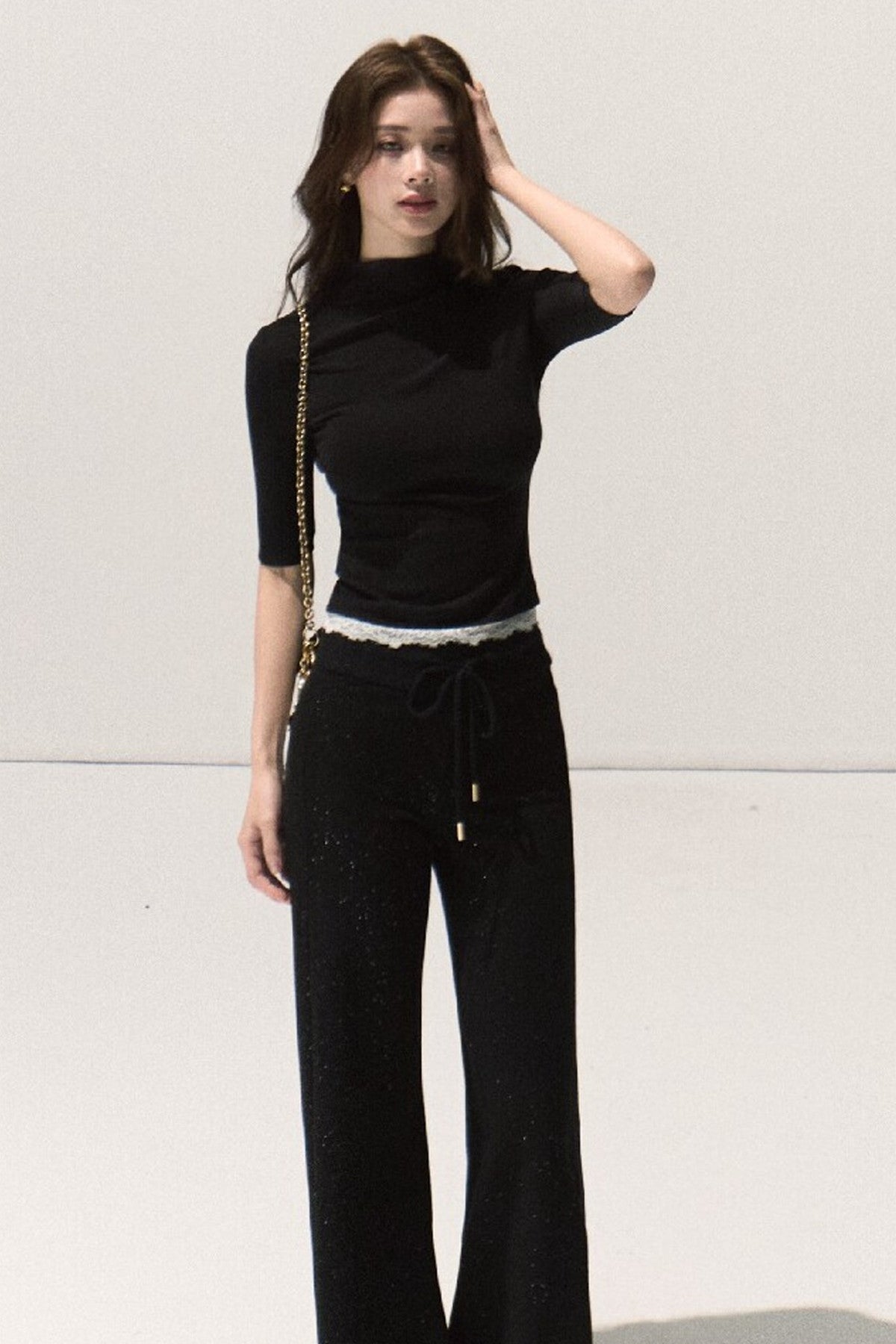 Wool Half-High Collar Knit Top