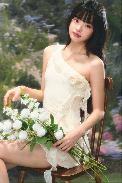 French Off-Shoulder Floral Camisole Set-Up