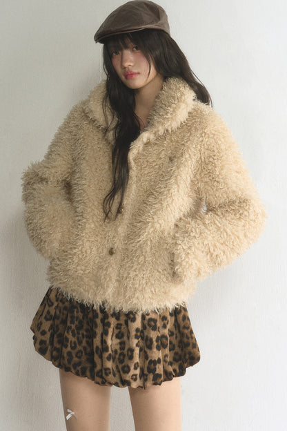 Short Plush Lamb Wool Top and Coat Set-Up