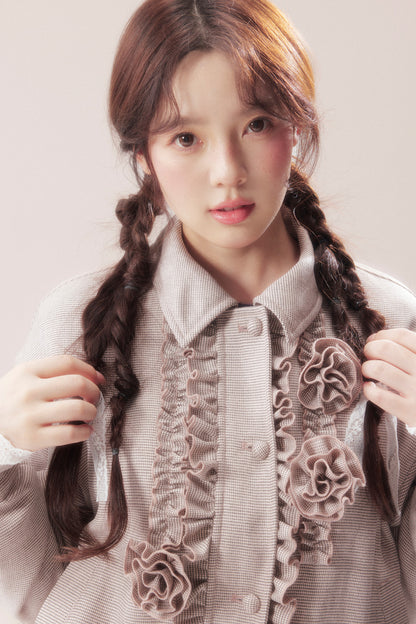 3D Rose Patchwork Ruffle Jacket