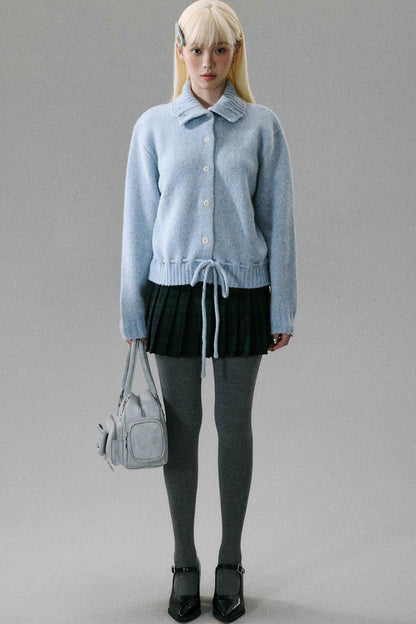 Wool Plaid Pleated Half Skirt
