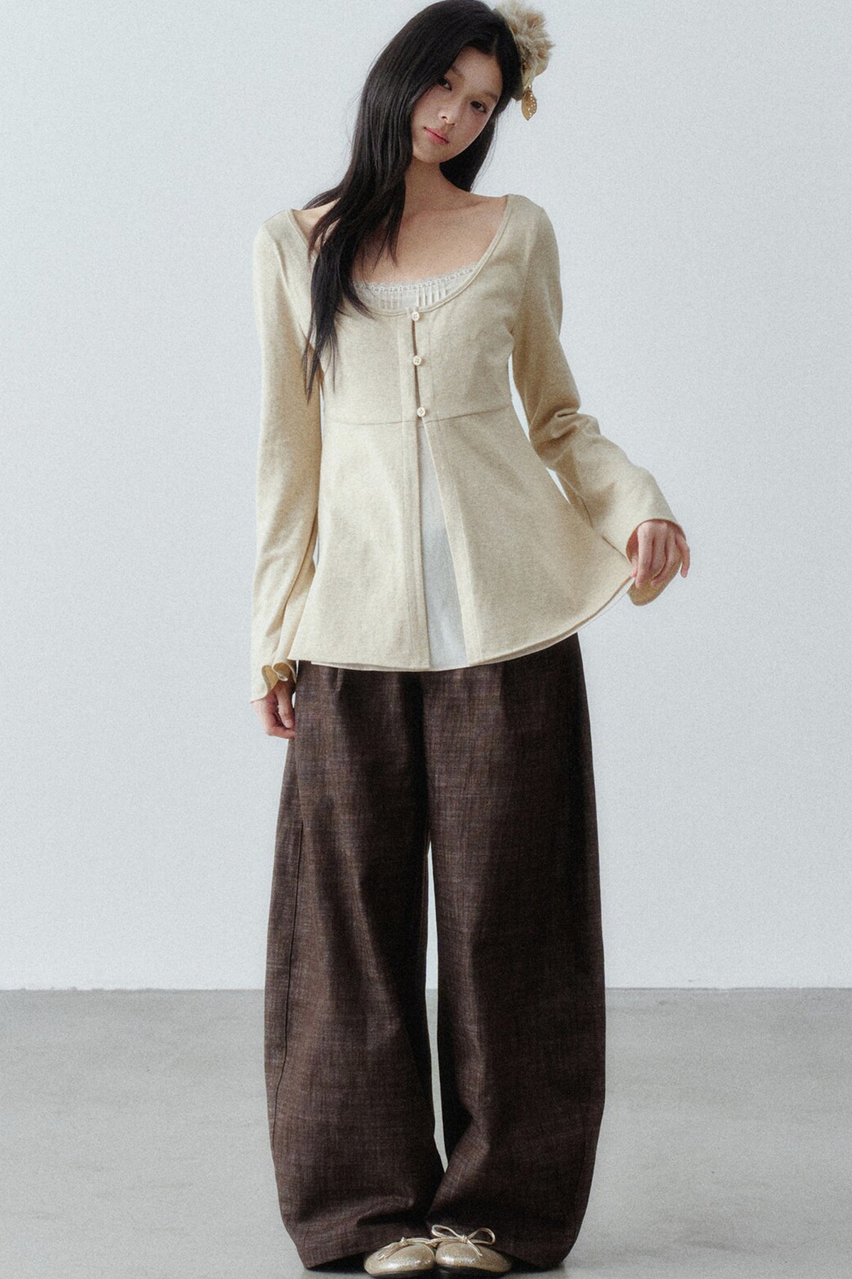Long Sleeve Cashmere Cotton T-Shirt