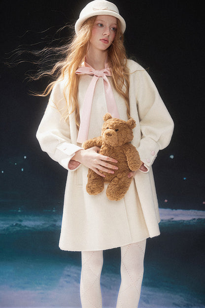 Mid-Length Bow Wool Coat