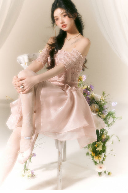 Off-Shoulder Satin Ballet Dress