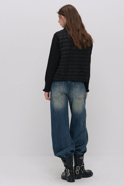Knit Spliced Quilted Down Jacket