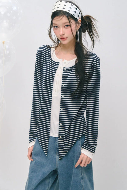 Layered Fake Two-Piece Tencel Wool Top