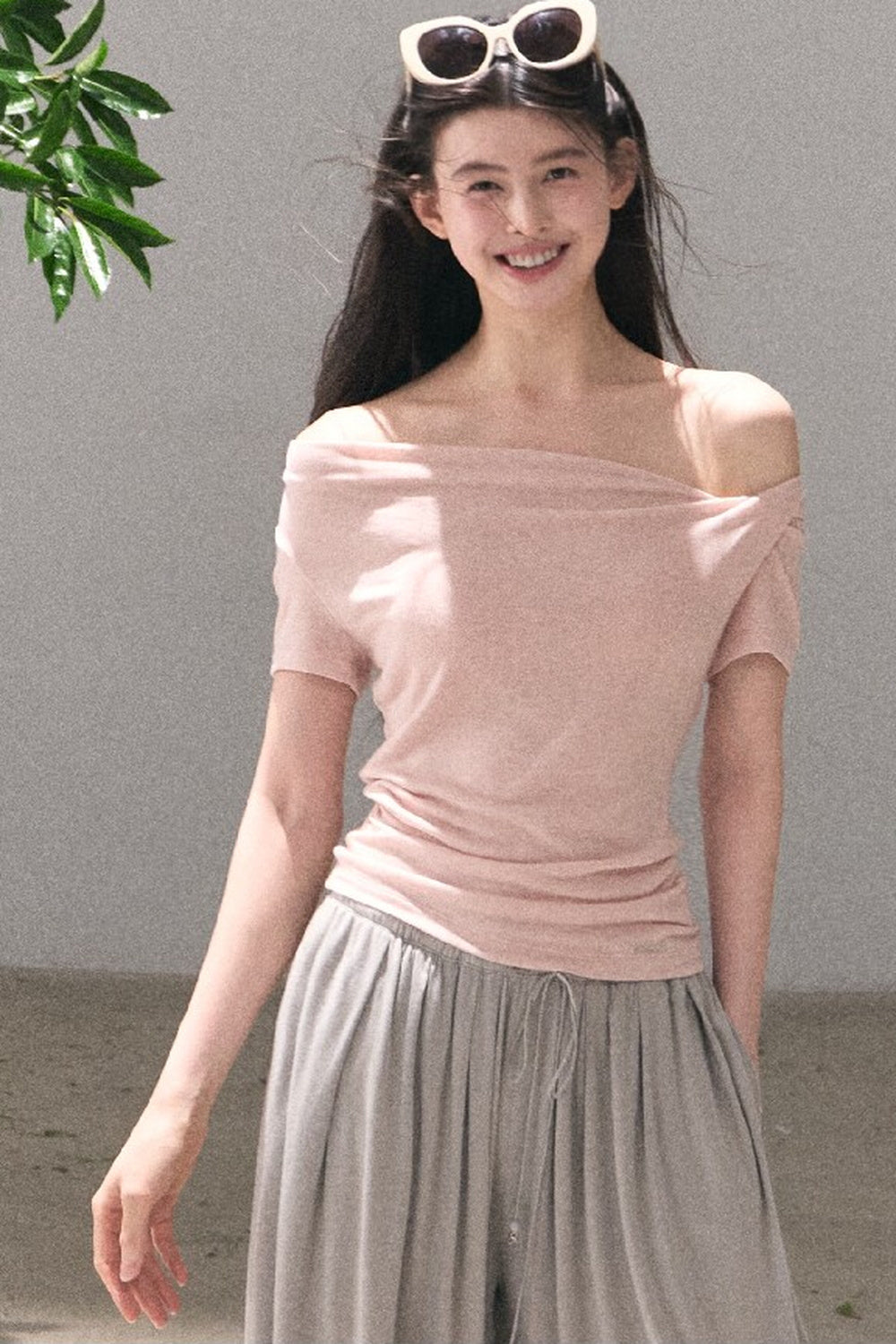 Lyocell Wool Twist-Neck Top