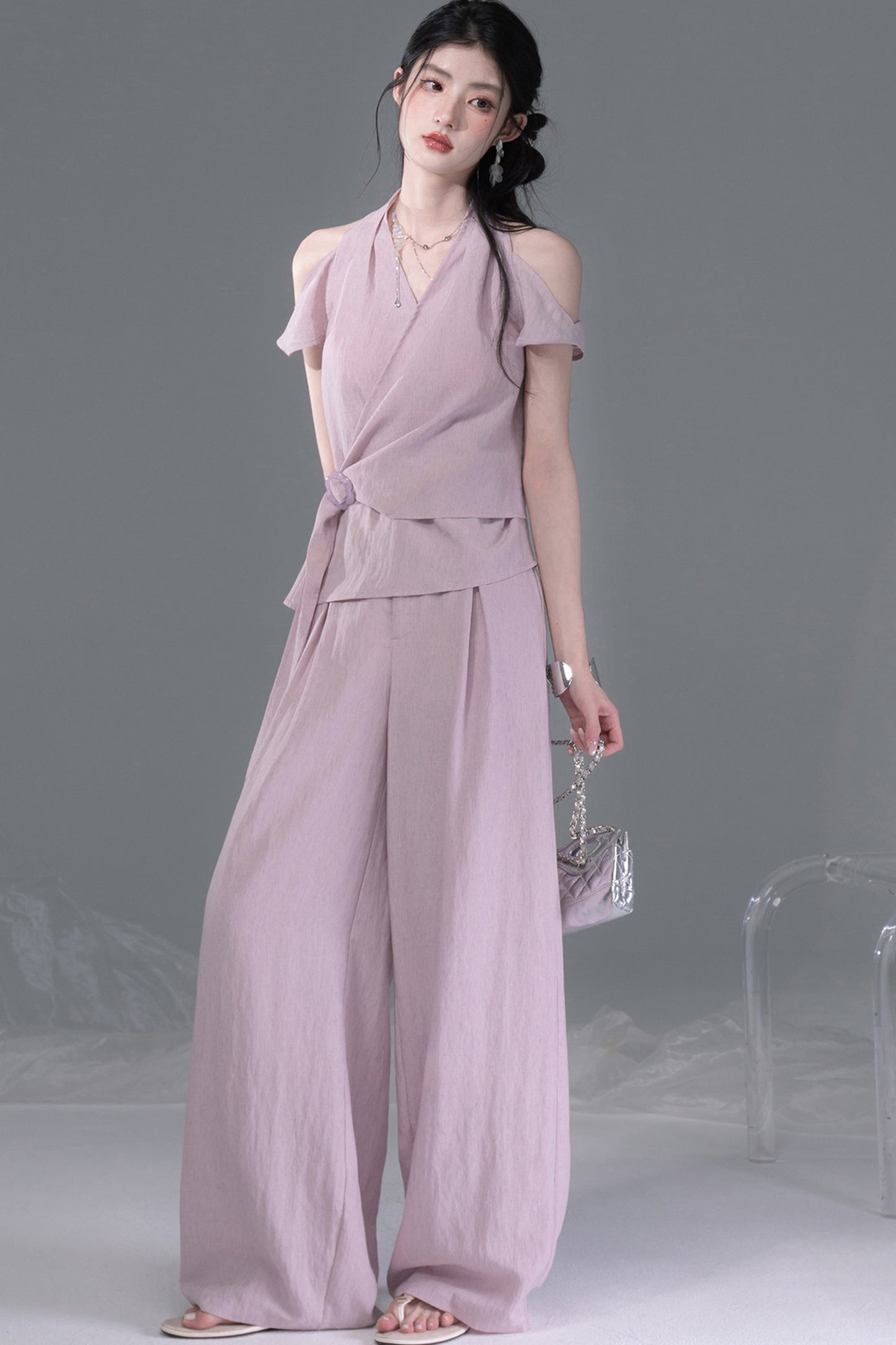 Deconstructed Lyocell Linen Top and Pants Set