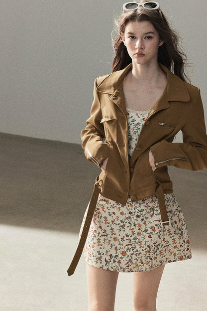 Veste courte style daim PU