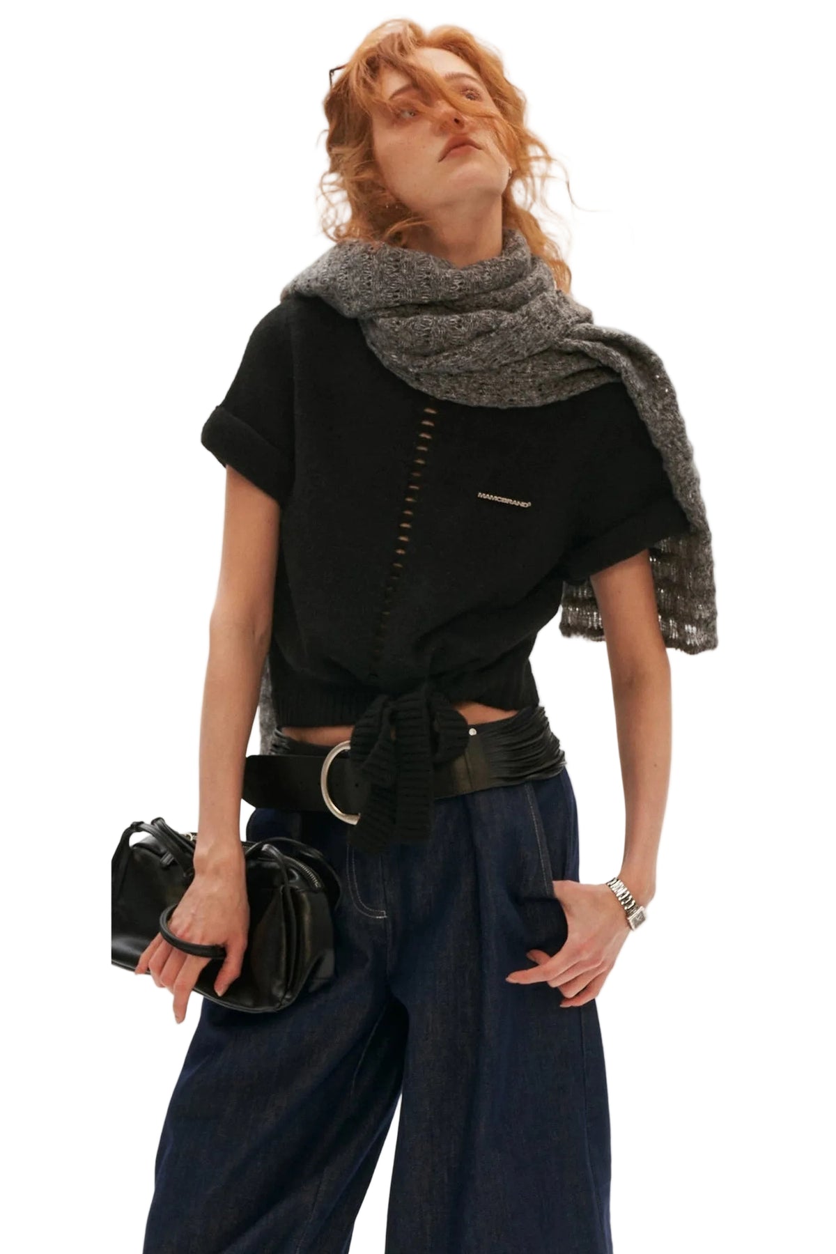 Wool Stand Collar Knit Top