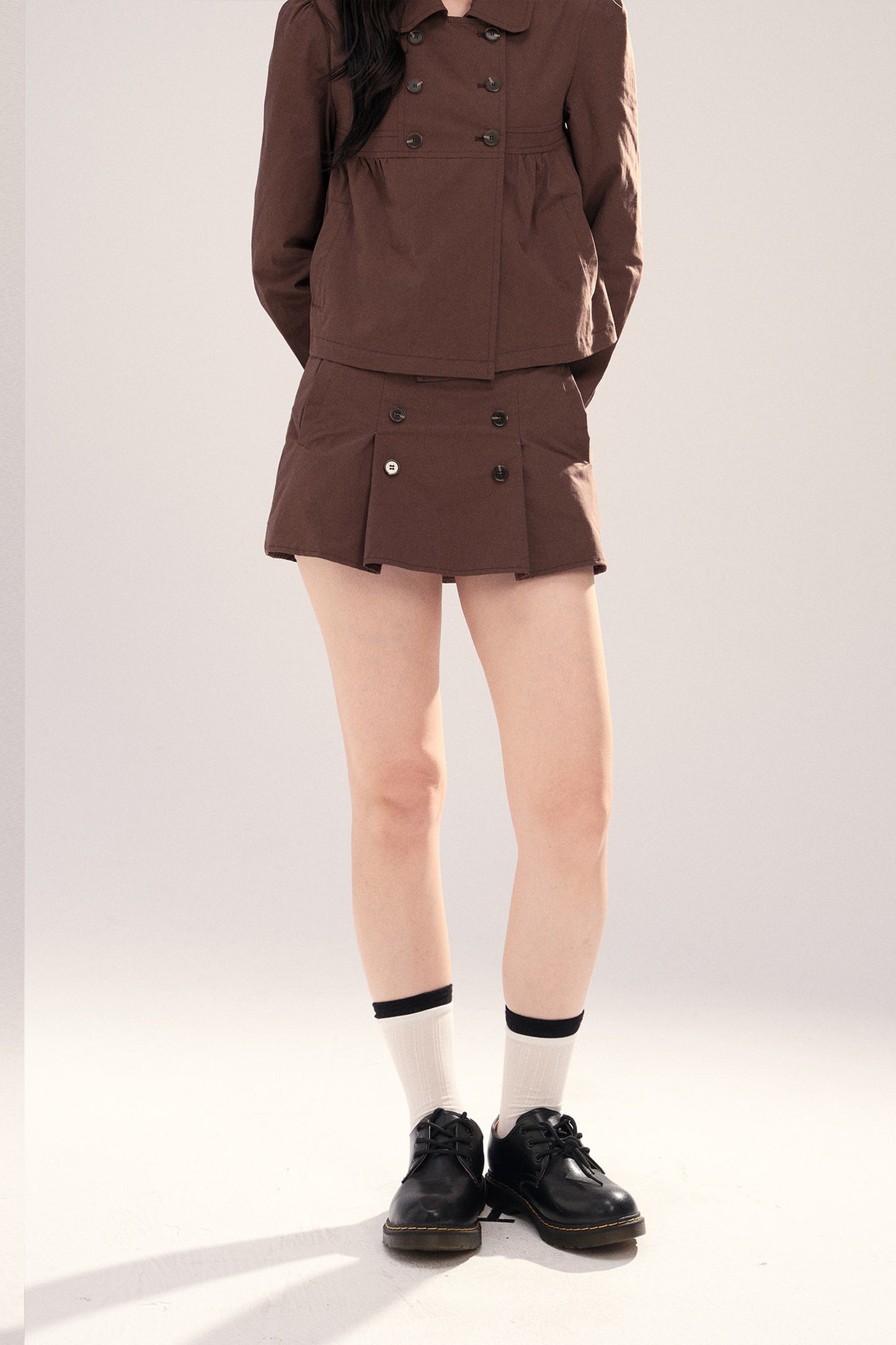 Buttoned High-Waisted A-Line Skirt