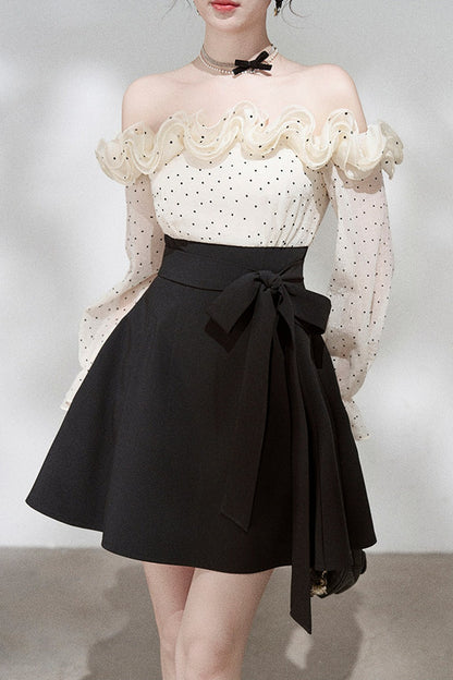Ruffle Off-Shoulder Long Sleeve Dress