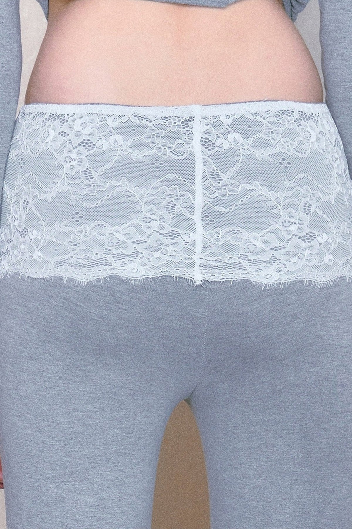 Low-Waist Elastic Lace Flared Pants