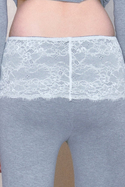 Low-Waist Elastic Lace Flared Pants