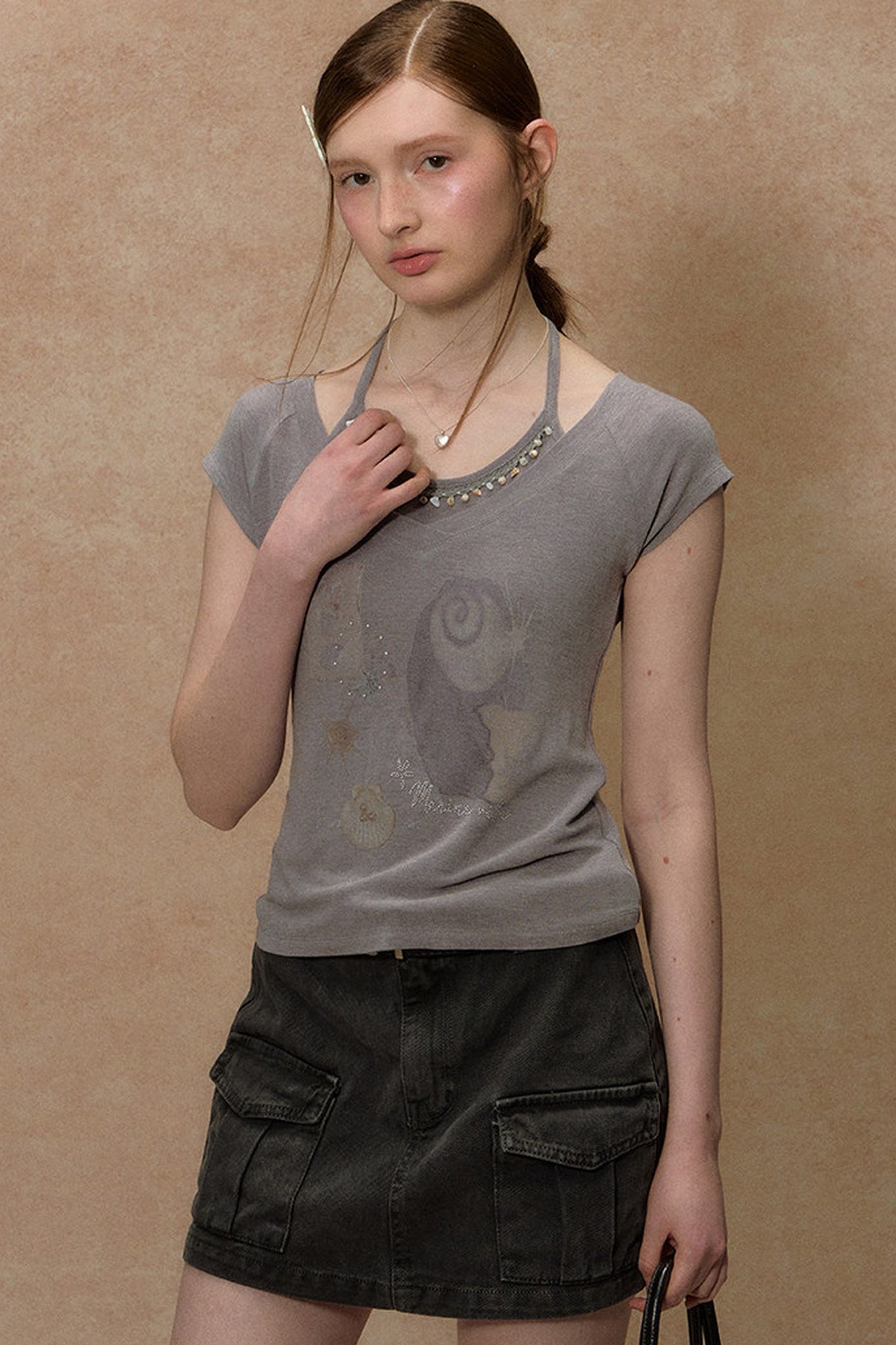 Seashell V-Neck Printed Top