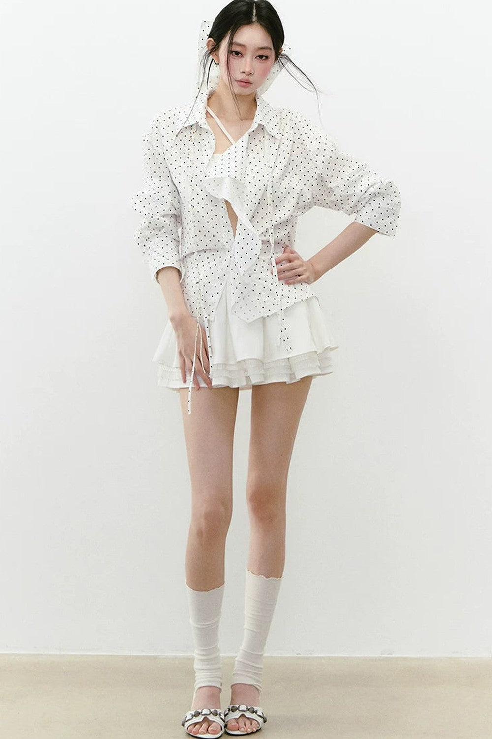 Layered Cropped Long-Sleeve Shirt