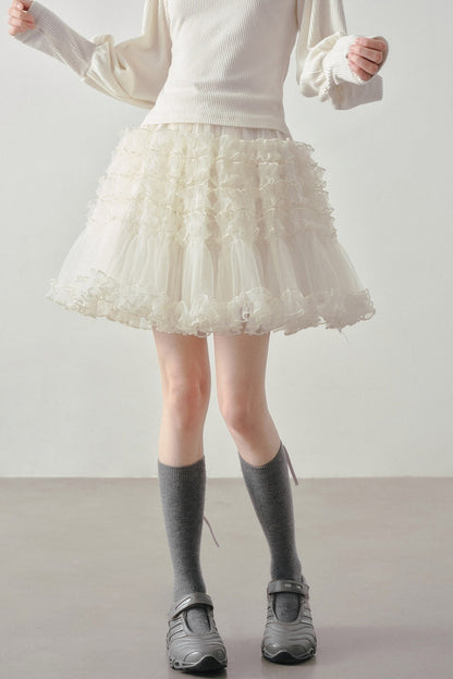 Multi-Layered Tulle Ruffle Skirt