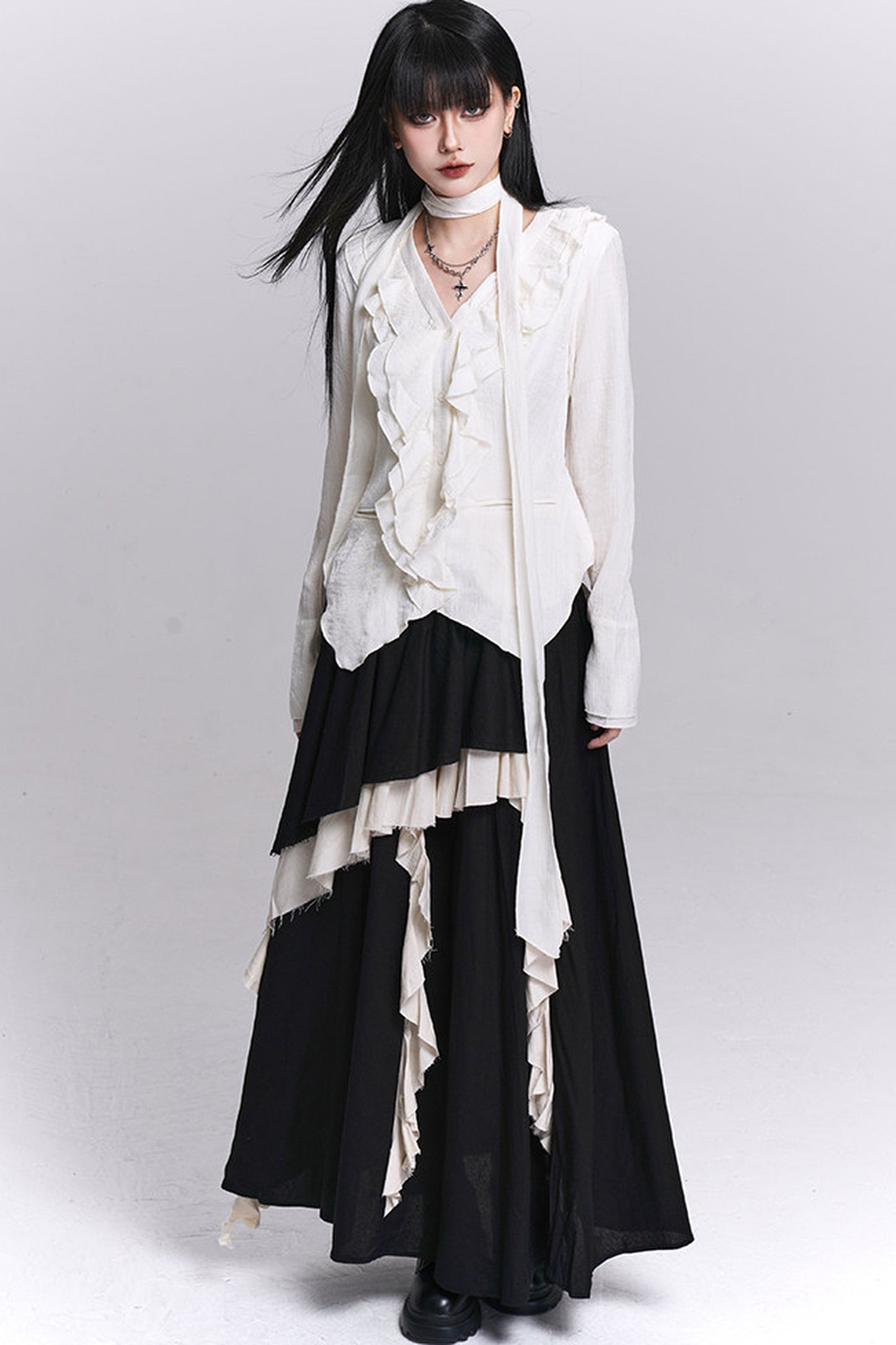 Ghostly Irregular Black Skirt