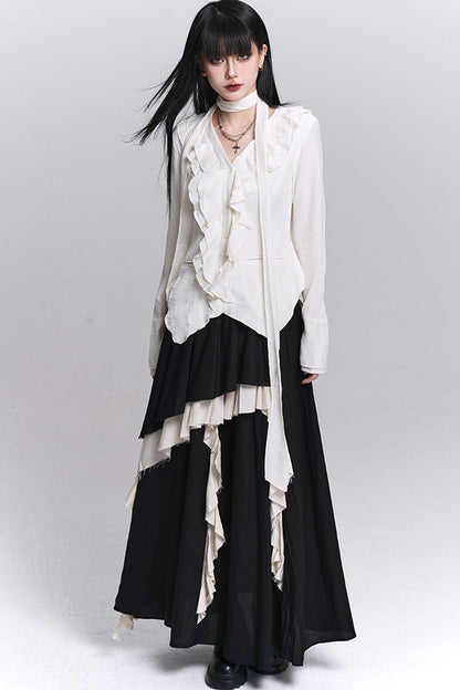 Ghostly Irregular Black Skirt