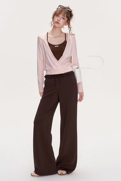 T-shirt a righe a maniche lunghe con scollo a V incrociato