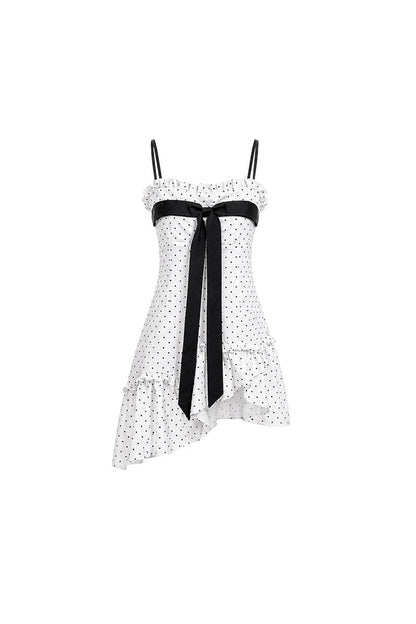 Ensemble caraco et pantalon blanc à pois