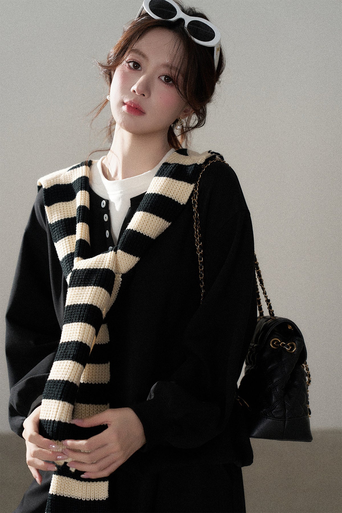Hooded Shawl Sweatshirt and Wide-Leg Pants Set-Up
