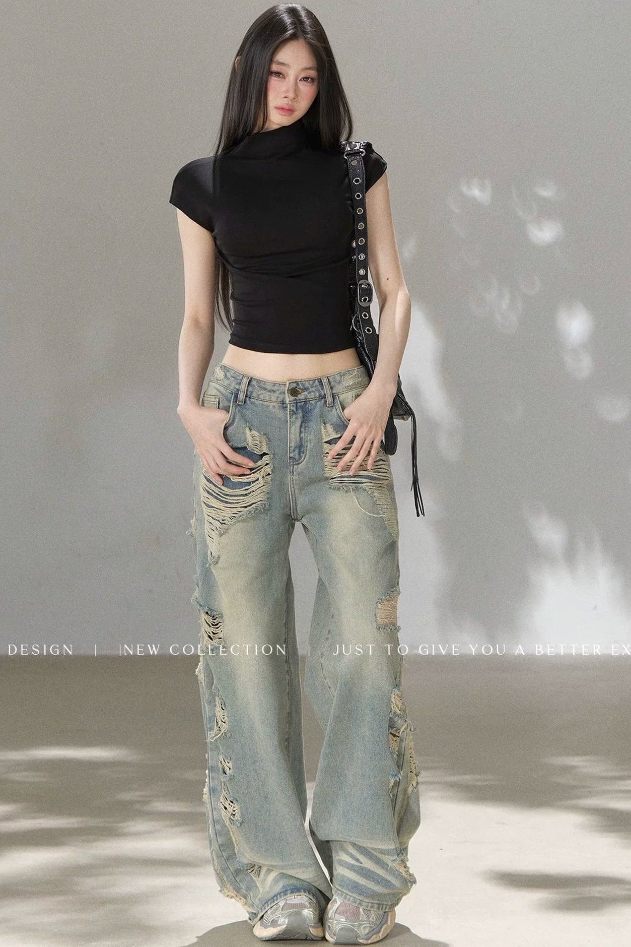 Retro Ripped Denim Pants