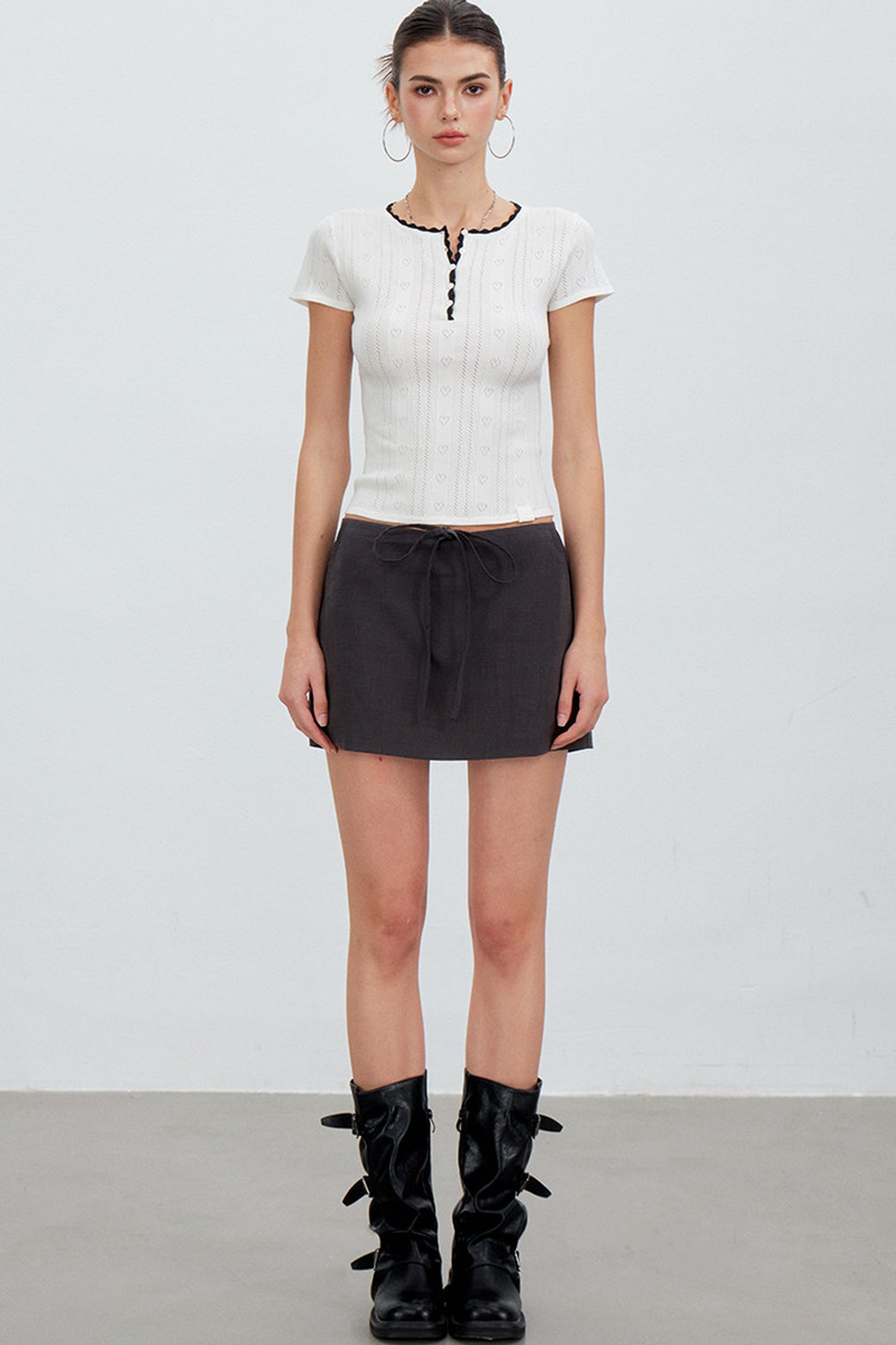Adjustable Tie Tencel A-Line Skirt
