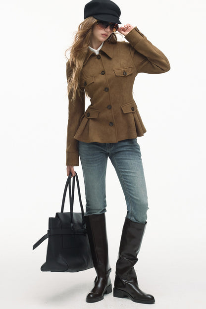 Loose Suede Long Sleeve Jacket