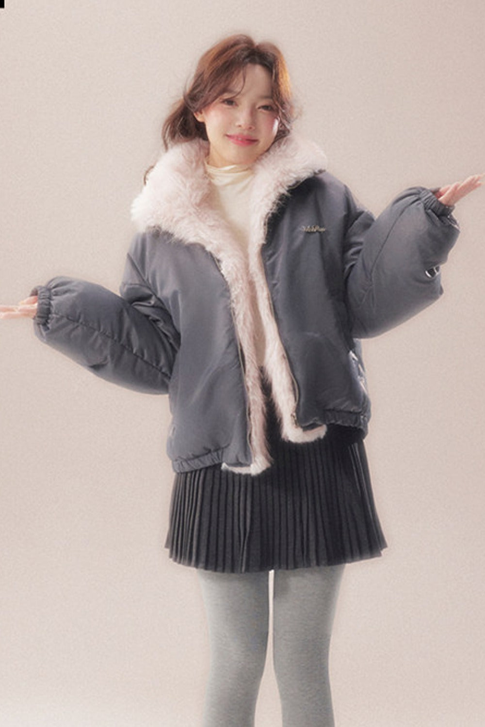 Patchwork Plush Down Jacket