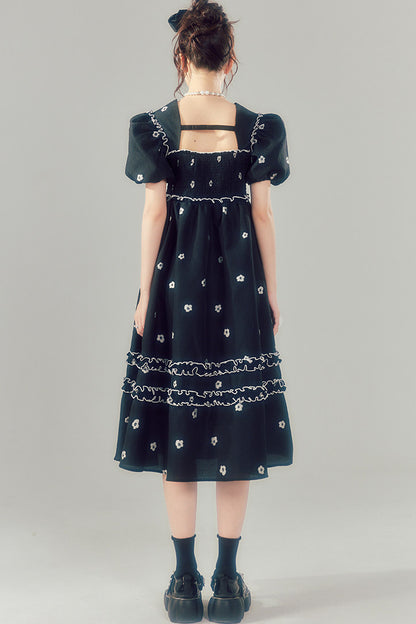 Floral Puff-Sleeve Dress