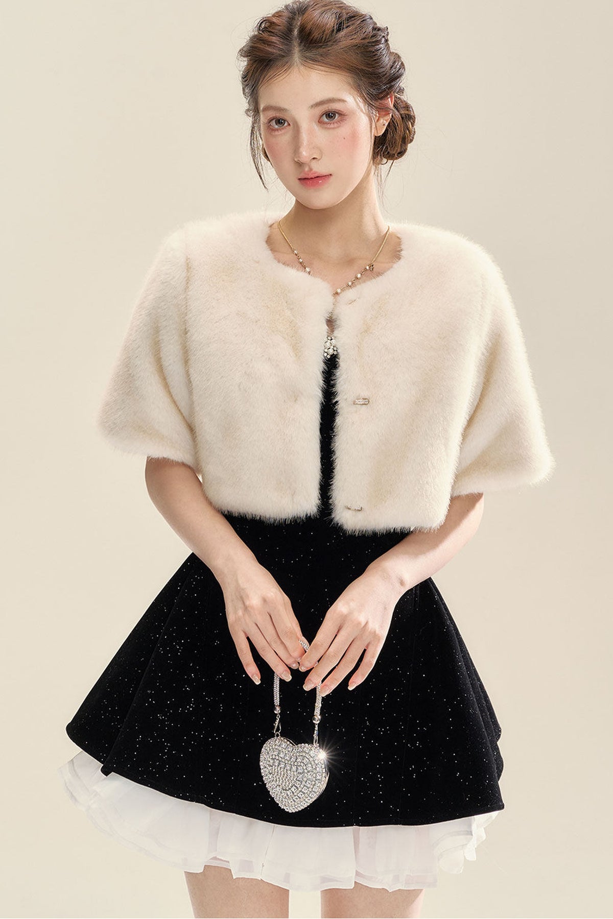 Puff Diamond Galaxy Velvet Dress Set-Up