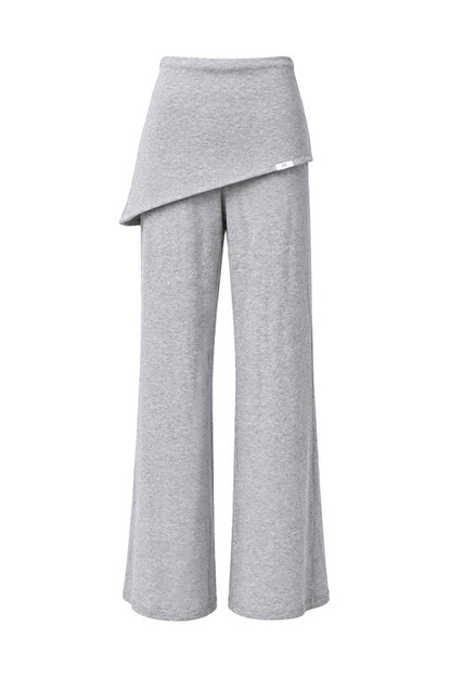 One-Shoulder V-Neck Long-Sleeve T-Shirt and Pants Set-Up